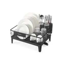 Rootz opvask ramme - opvaskestativ - tørringsstativ - stål & PP plastik - rumbesparende - 31 cm x 42 cm x 18,5 cm - sort Hot