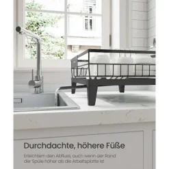 Rootz opvask ramme - opvaskestativ - tørringsstativ - stål & PP plastik - rumbesparende - 31 cm x 42 cm x 18,5 cm - sort Hot