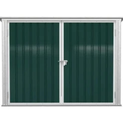 Rootz Skraldespandsskur - Apparatskab - Opbevaring til 2 Skraldespande - Låsbar - Stål - Grøn - 178,5 x 104,5 x 128,5/113 cm Sale