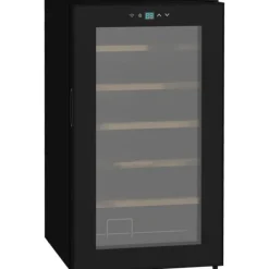 Rootz vinkøleskab - Vinkøler - Drikkevarekøler - Hurtigkøling - UV-beskyttelse - Nem rengøring - 43 cm x 45 cm x 75 cm - Stål og hærdet glas