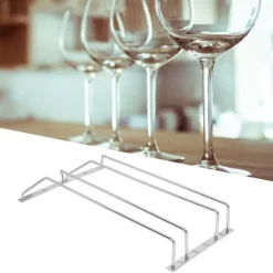 Rostfritt stål dubbelrad vinglas Ställvaruställ Hängande Stemware Hållare under skåpM Outlet