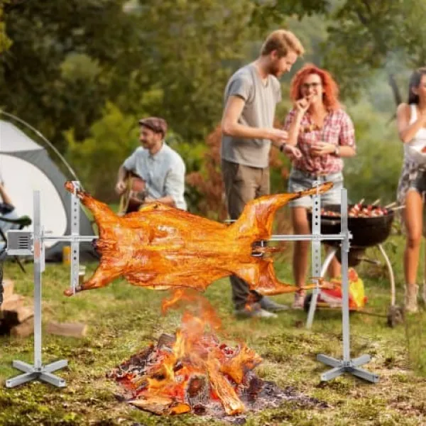 Grill-Ovne & Ovn Med Roterende Stegespyd>Rotisserigrill-sæt, 176,5x56,5x87 cm, rustfrit stål, justerbar