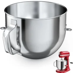 Piskeskåle & Køkkenskåle>Røreskål i rustfrit stål til KitchenAid 7 med sammenklappeligt vippehoved