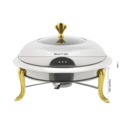 Rund Chafing Dish, Rustfrit Stål, 28 cm Indvendig Diameter, 3L Kapacitet,Sølv Online