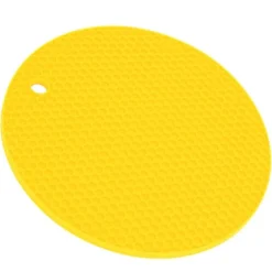 Rund Formmåtte Fødevaregodkendt Fortykket Silikone Dækkeserviet Isoleringspude Mikrobølgeovnsmåtte Gul Clearance