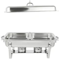Rustfrit Stål Chafing Dish, To-Kompartments Design, 4,5L Kapacitet,To-rum