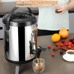 Rustfrit stål drikkevaredispenser, 1,5 gallon (6 liter), termisk servering til varme og kolde drikke. Fødevaregodkendt til te, kaffe og vand. Online