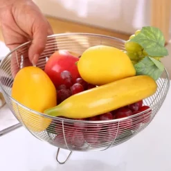 Rustfrit Stål Frugtkurv Køkken Frugt Dekorativ Skål Grøntsagsafløbskurv