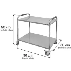 Rustfrit stål 2-hylde Mega-M STANDARD serveringsvogn B-90 cm D-50 cm H-90 cm N Hot
