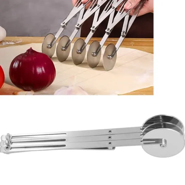 Pizzaskærere>Rustfrit stål Multi-Hjul Dej Roller Divider Kiks wienerbrød Pizzaskærer Bageværktøj 3 hjul