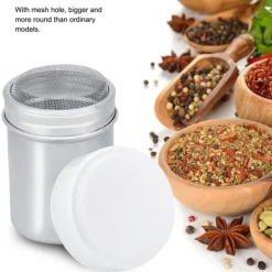 Rustfrit Stål Pulver Shaker Kakao Sukker Kaffe Peber Krydderi (Konkav S) Sale