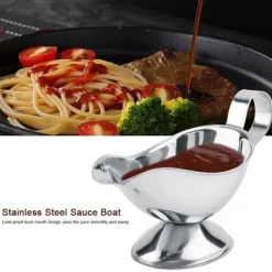 Rustfrit Stål Steak Pepper Sauce Boat Krydderibeholder til Restaurantkøkken (3oz) Best