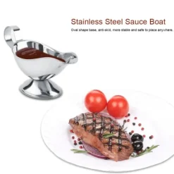 Rustfrit Stål Steak Pepper Sauce Boat Krydderibeholder til Restaurantkøkken (3oz) Best