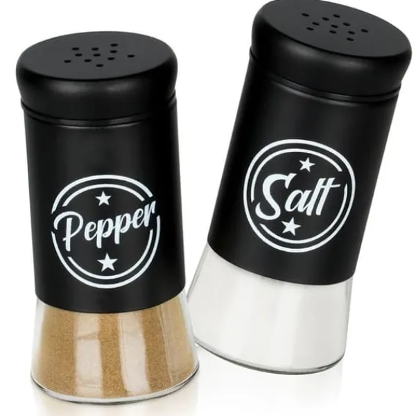 Salt- og pebersæt, 2-delt, saltkar + peberbøser, sort, VILDE 229129 Sale