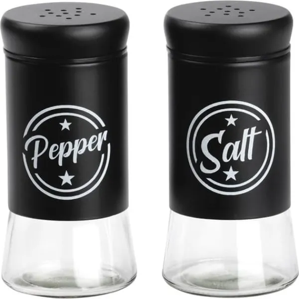 Salt- og pebersæt, 2-delt, saltkar + peberbøser, sort, VILDE 229129 Sale
