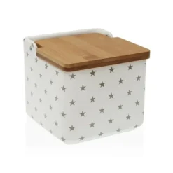 Saltbøsse med låg Versa Stjerner Keramik (12,2 x 11,5 x 12,2 cm) New