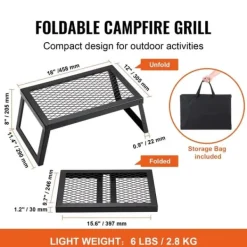 Griller>Sammenklappelig bålgrill til camping, bærbar stål BBQ til udendørs picnic og hygge.