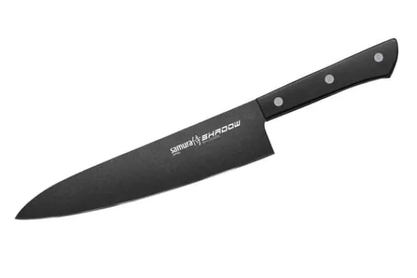 SAMURA Køkkenknive>Shadow køkkenkniv til begyndere, 3-delt knivsæt med 15 cm universalkniv, 9 cm grøntsagskniv og 21 cm kokkekniv. Fremstillet af ægte japansk stå | CDON