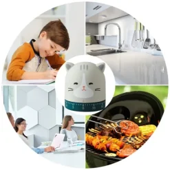 Sød Kat Timer Køkken 60 Minutters Timer 360 Graders Roterende Timer til Bagning og Kogning Hot