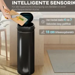 Sensor-skraldespand 50 L med soft close, rustfrit stål, hygiejnisk køkken Discount