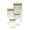 Set med 4 förvaringsbehållare i glas - FACKELMANN - Naturfärgad - Bambulock Best