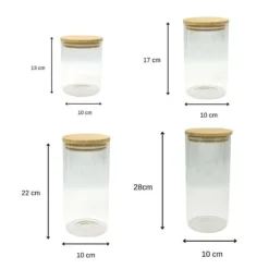 Set med 4 förvaringsbehållare i glas - FACKELMANN - Naturfärgad - Bambulock Best