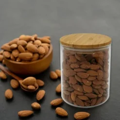 Set med 4 förvaringsbehållare i glas - FACKELMANN - Naturfärgad - Bambulock Best