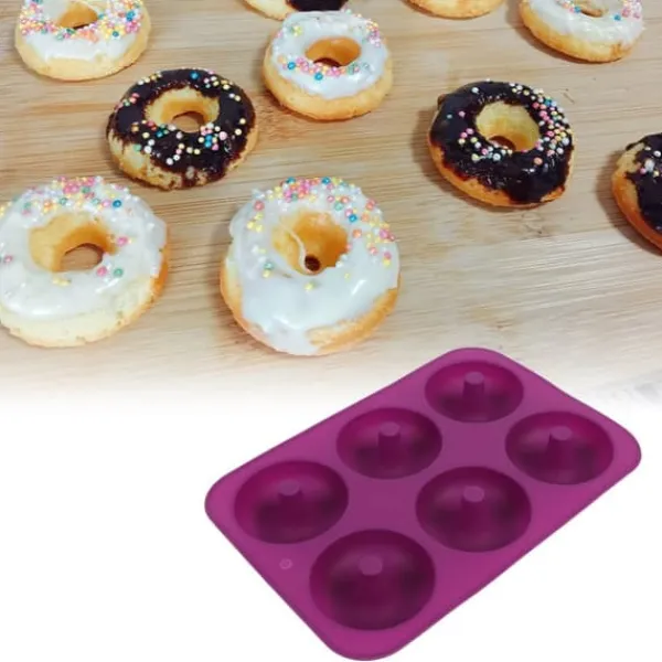 Silikone Donut Bageform med 6 Hulrum, Donut Chokoladeform, Mikrobølgeovns-Frysersikker (Lilla) Sale