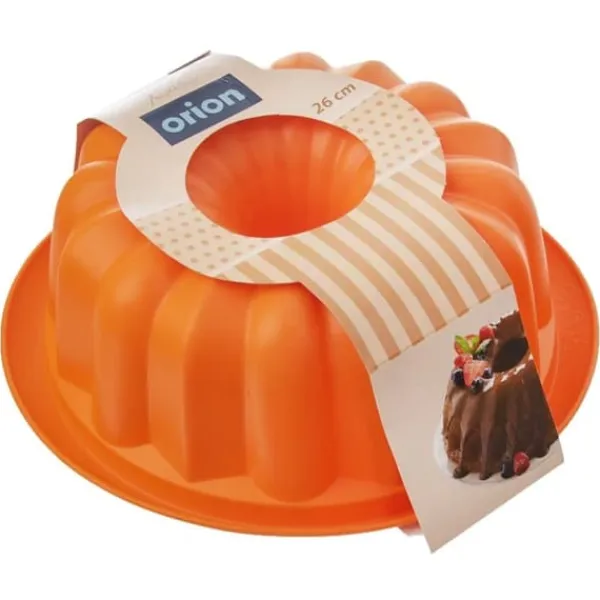 Udstikkere>Silikone kage-bageform med skorsten, orange, 26 cm, SILLINIE ORION 151733