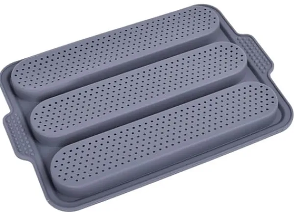 Silikoneform til bagning af baguetter, boller, perforeret, 3 slidser Clearance