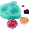 Udstyr Til Kagedekoration>Silikoneform til sukkerpasta 3D ROSE 4 stk.