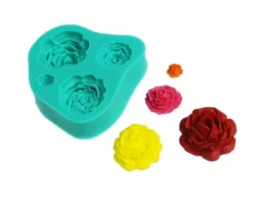 Udstyr Til Kagedekoration>Silikoneform til sukkerpasta 3D ROSE 4 stk.