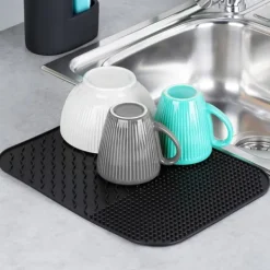 Silikonemåtte til opvask, sort, 34x26,5 cm Best