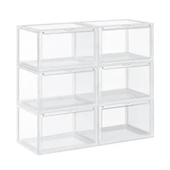 Tøj- & Garderobeopbevaring>Skobokse - 6 stykker - Stabelbar - Plastboks - Bokse - 46, 36 x 28 x 22 cm, gennemsigtig