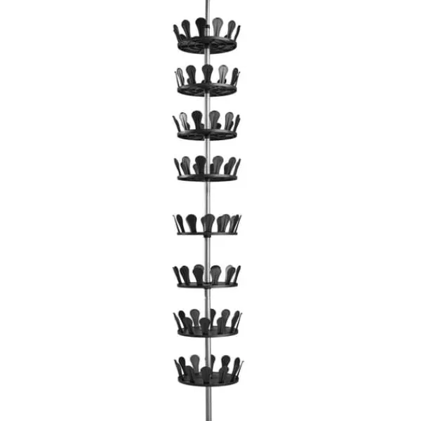 Tøj- & Garderobeopbevaring>Skoreol med karruselsystem 26,5x100-300cm - sort