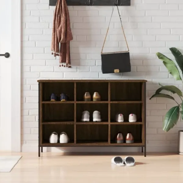 Tøj- & Garderobeopbevaring>Skoskab 100x35x70 cm konstrueret træ brun egetræ - Skoreol - Skoreoler - Home & Living