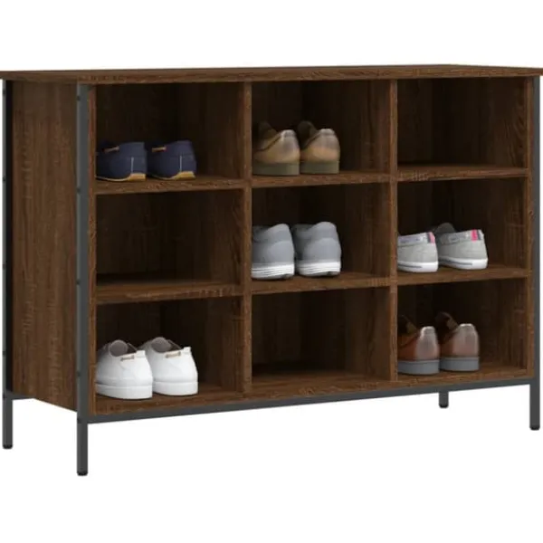 Tøj- & Garderobeopbevaring>Skoskab 100x35x70 cm konstrueret træ brun egetræ - Skoreol - Skoreoler - Home & Living