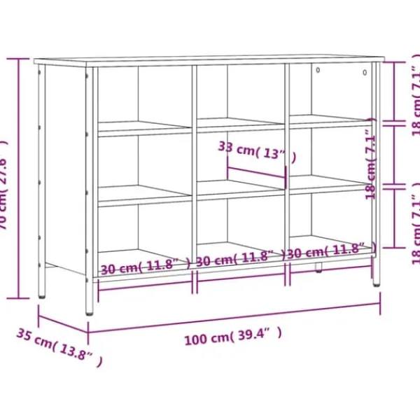 Tøj- & Garderobeopbevaring>Skoskab 100x35x70 cm konstrueret træ brun egetræ - Skoreol - Skoreoler - Home & Living