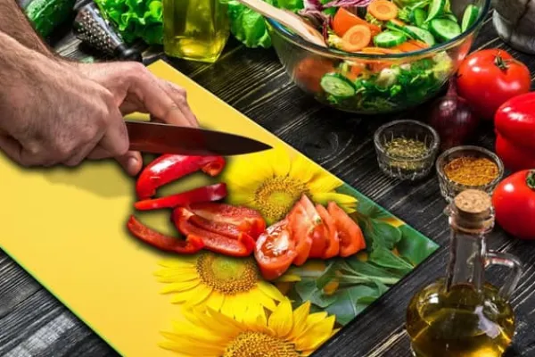 SKÆREBRÆT I GLAS 52x40 BLOMSTER Best