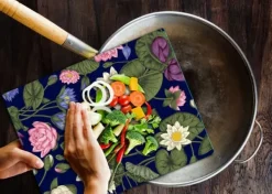 SKÆREBRÆT I GLAS 52x40 BLOMSTER Hot