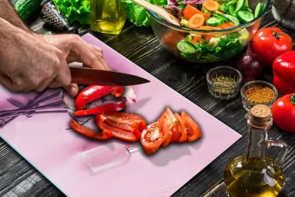 SKÆREBRÆT I GLAS 52x40 BLOMSTER ROSER Discount