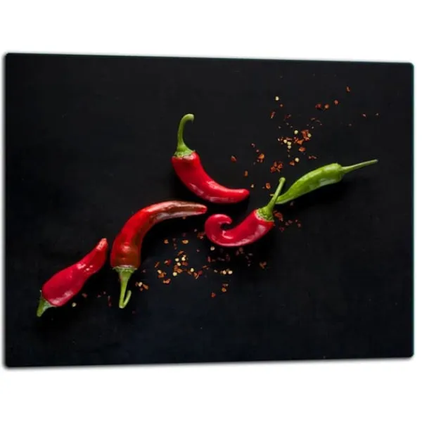 Grydelapper & Grillvanter>SKÆREBRÆT MED GLAS 52x40 CHILI PEBER