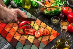 SKÆREBRÆT MED GLAS 52X40 MOSAIKFARVE Sale
