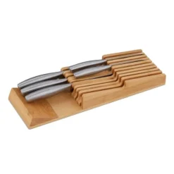 Opbevaringssystem Til Køkkenskuffer>Skuffe Knivorganisator, Bambus, 5.5x13x40 cm, Natur
