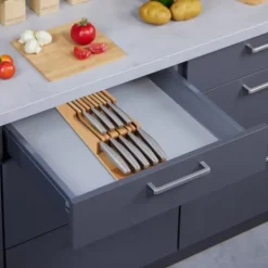 Opbevaringssystem Til Køkkenskuffer>Skuffe Knivorganisator, Bambus, 5.5x13x40 cm, Natur