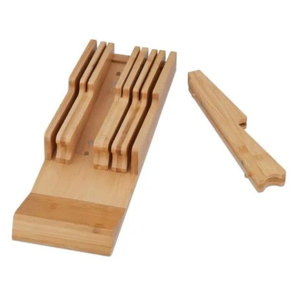 Opbevaringssystem Til Køkkenskuffer>Skuffe Knivorganisator, Bambus, 5.5x13x40 cm, Natur
