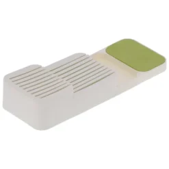 Skuffeorganisator Knivbakke Skridsikker Separat Opbevaringsboks til Køkken/Hjem (Hvid/Grøn)