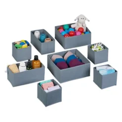 Opbevaringsæsker Til Hjemmet>Skuffeorganisator sæt, 28.5x28.5x13 cm, Grå