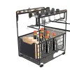 Køkkenorganisering>Skydeskabskurvestativ, Kulstofstål, 37,4*28,2*44 cm, 2-lags design, Højtemperaturfinish, Skridsikker fodpude