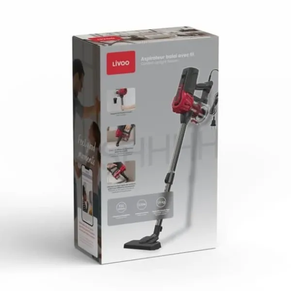 Gulvstøvsugere>Sladddammsugare - LIVOO DOH142 - 600 W - 12 kPa - 82 dB - Cyklonisk - 0,55 L - Röd